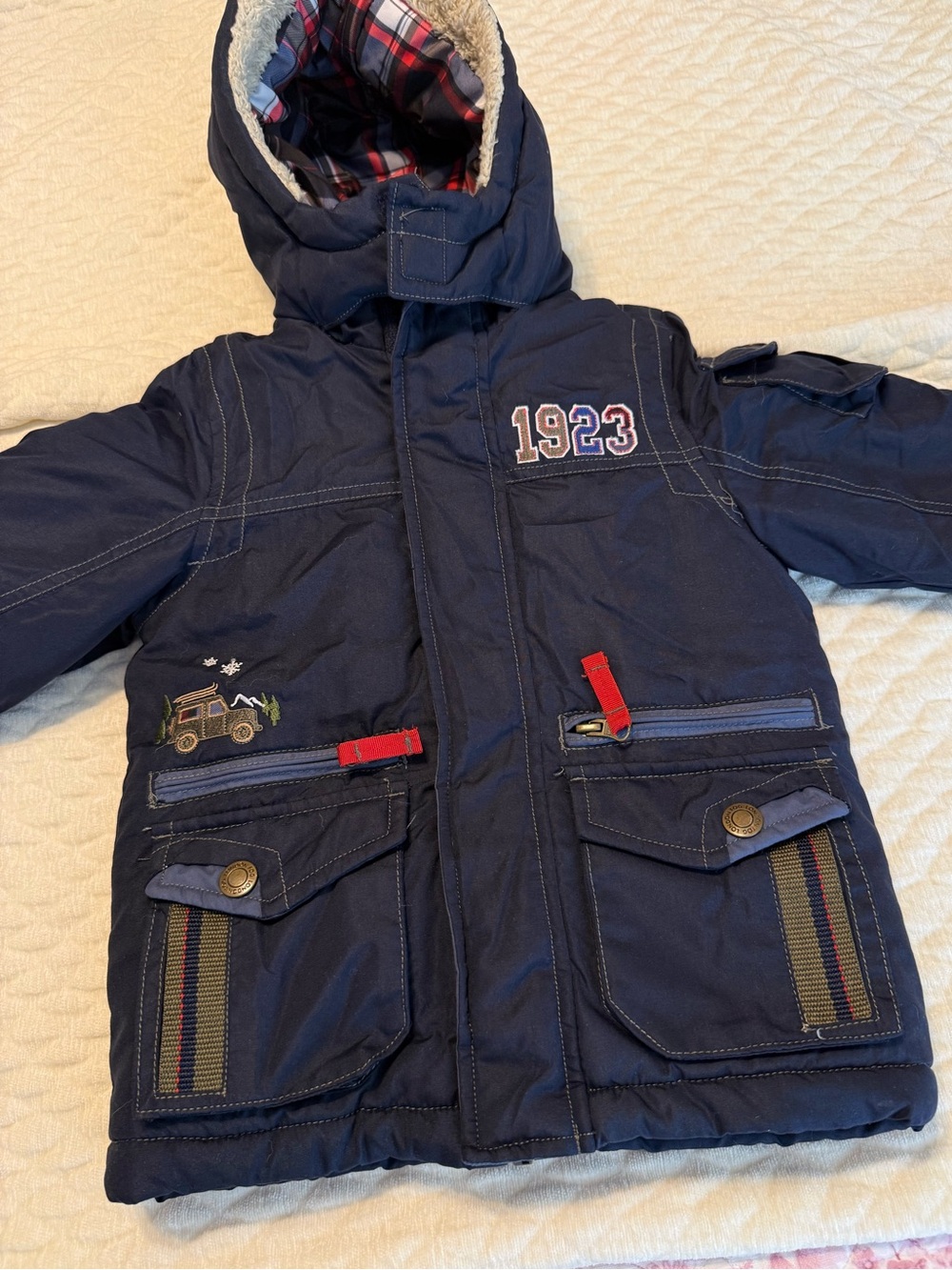 London Fog Jacket Coat Hood Navy Blue Pockets Size 24 Months